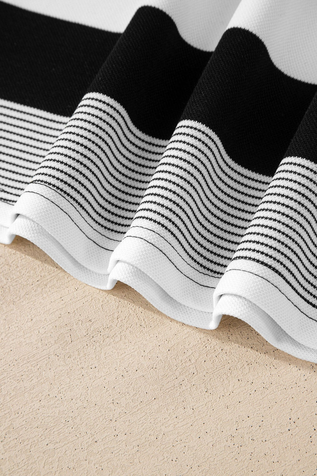 Black Stripe Mixed Print Crew Neck Cap Sleeve T Shirt - Crowned Energy CO.