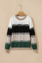 Black Stylish Color Block Pattern Drop Shoulder Sweater - Goddess Vibes