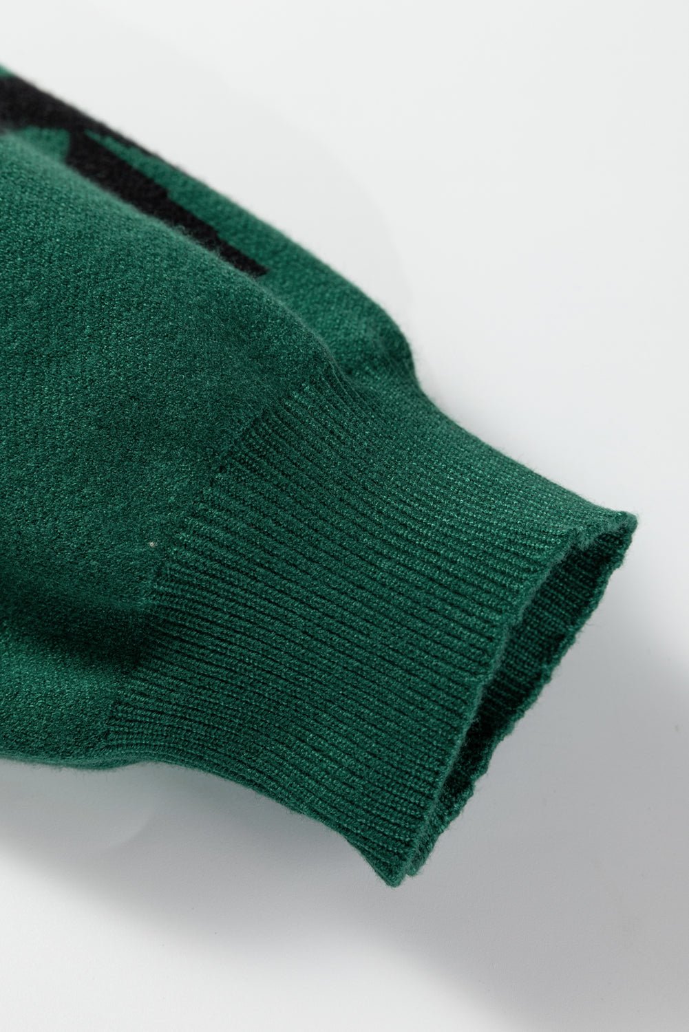 Blackish Green Pearl Embellished Bow Pattern Loose Sweater - Goddess Vibes