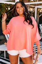 Blossom Shirred Cuffs Half Sleeve Plus Size Textured Blouse - Goddess Vibes
