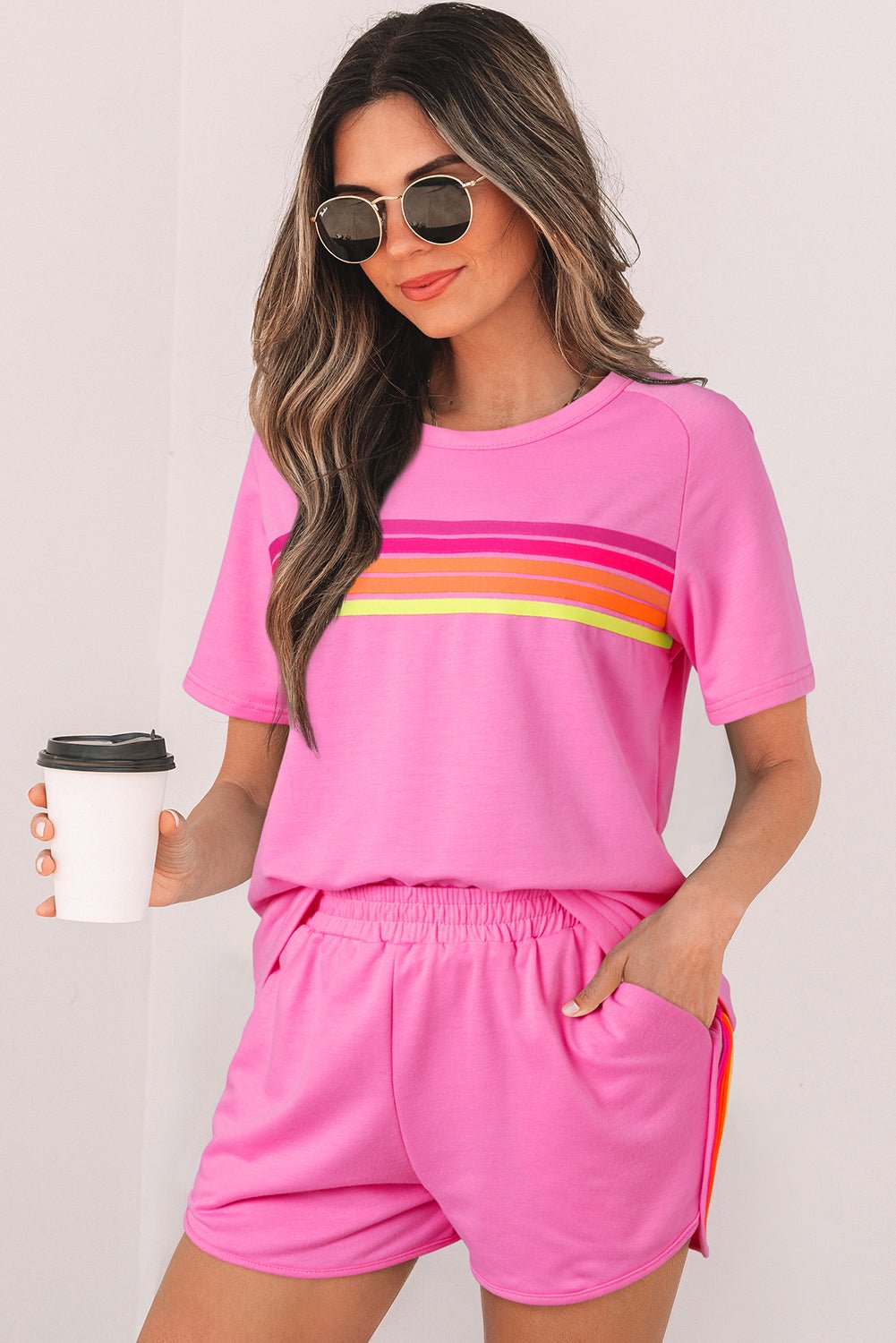 Crowned Energy CO. Bonbon / S / 85%Polyester+10%Cotton+5%Elastane Dear-Lover Dropshipping Tops/Tops & Tees Bonbon Striped Patch Front Casual Tee