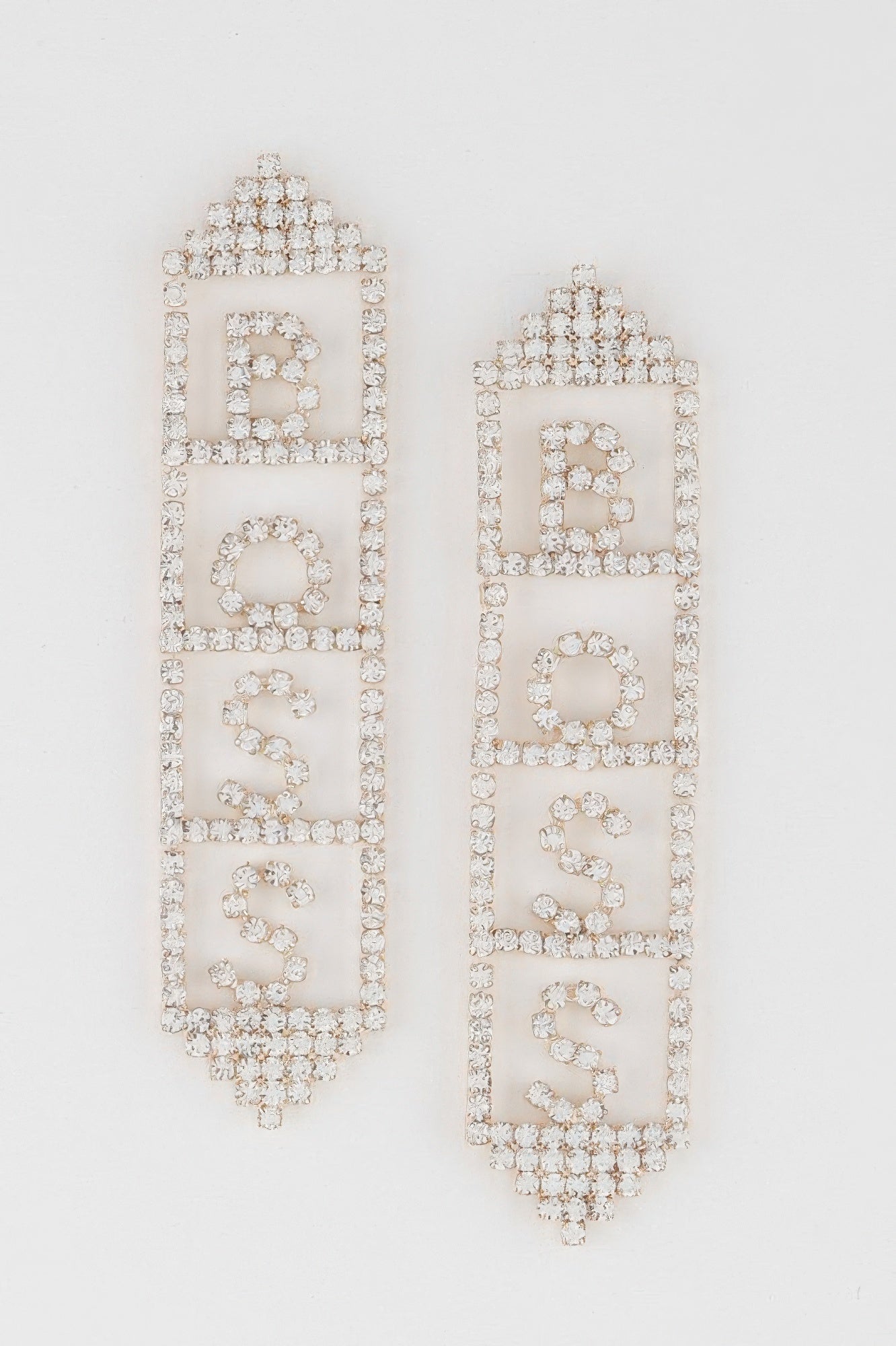 Boss Rhinestone Drop Earrings - Crowned Energy CO.