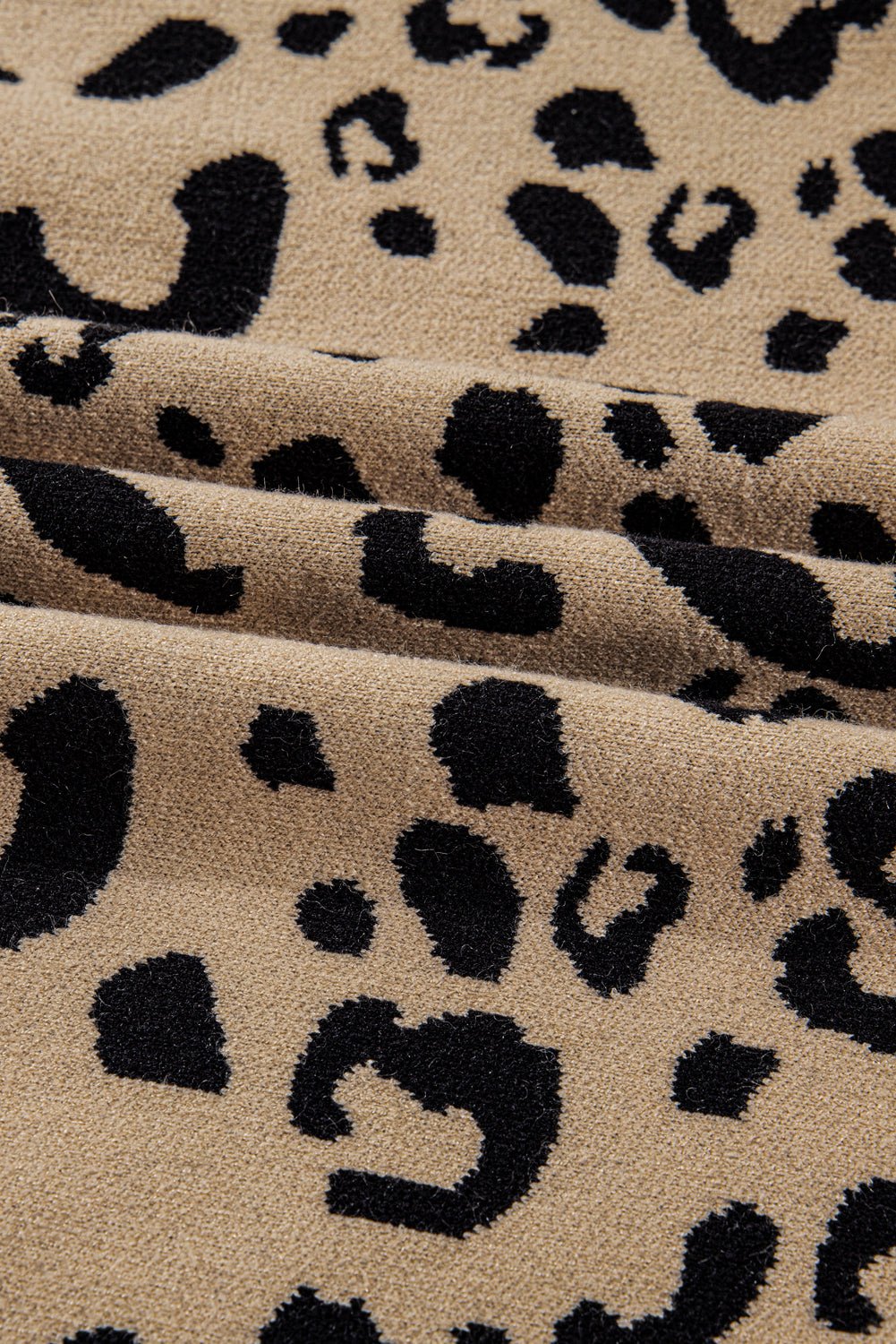 Brown Leopard Knitted Lacy Trim Cuffed Plus Size Sweater - Goddess Vibes