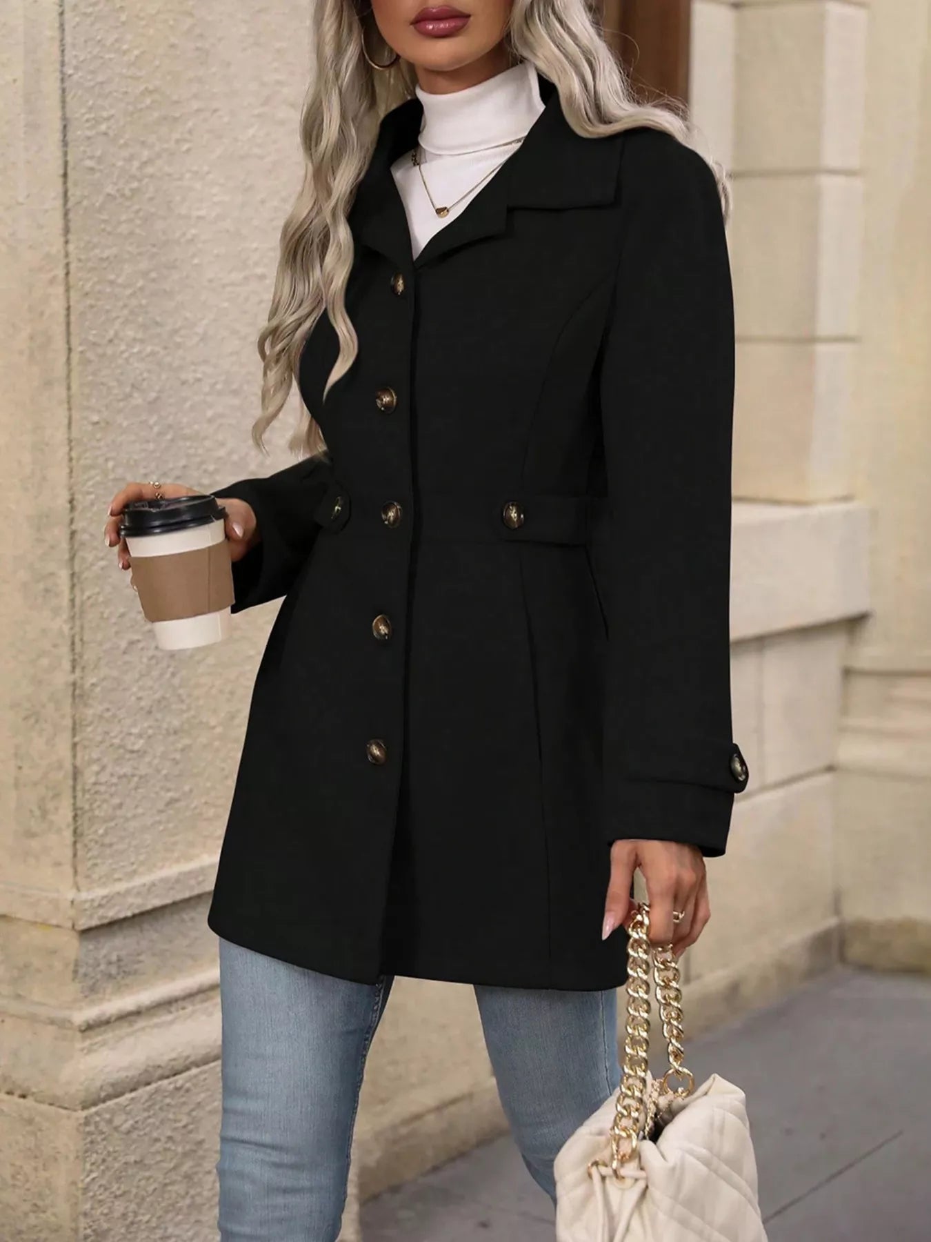 Button Up Long Sleeve Outerwear - Crowned Energy CO.