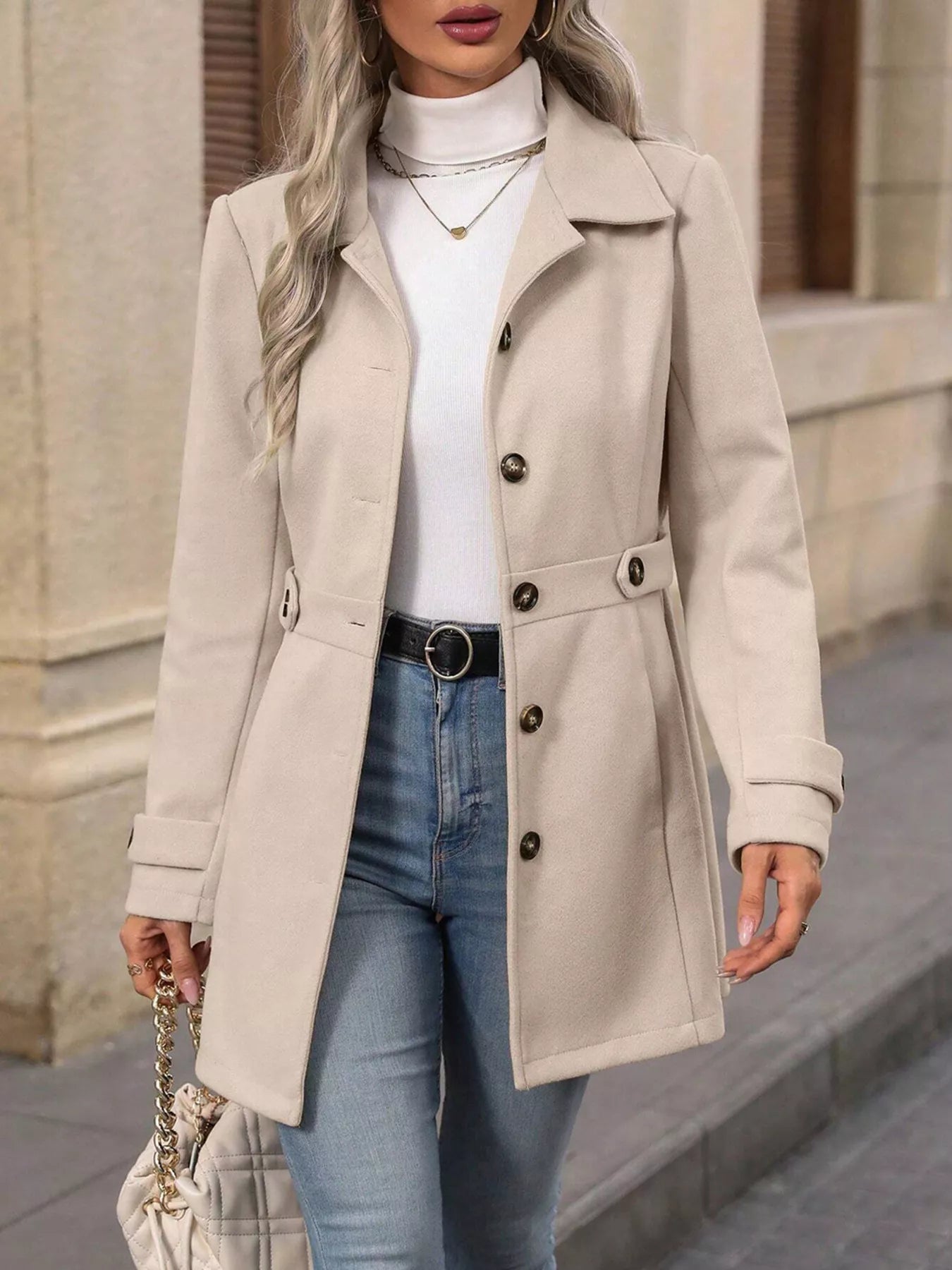 Button Up Long Sleeve Outerwear - Crowned Energy CO.