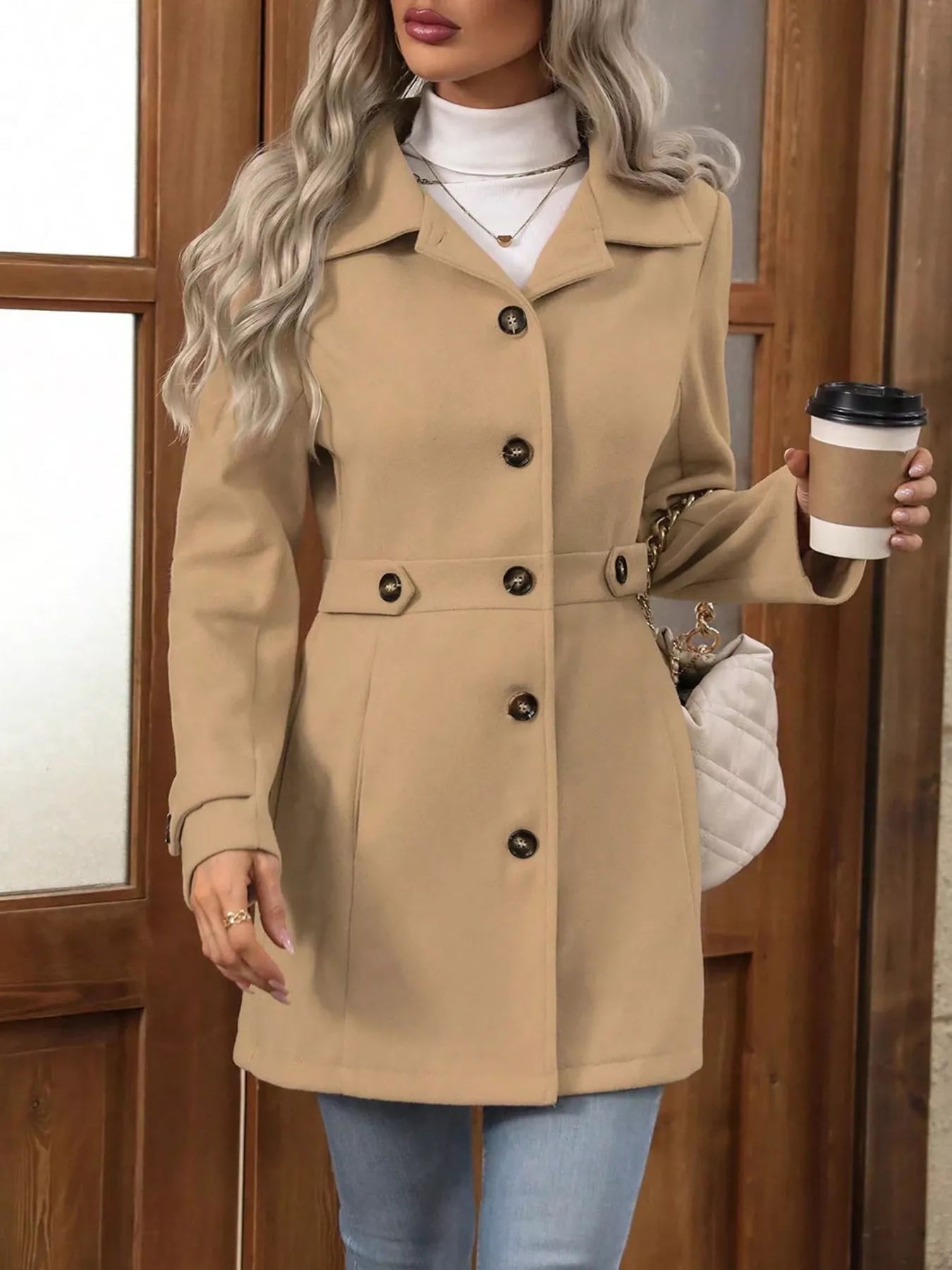 Button Up Long Sleeve Outerwear - Crowned Energy CO.