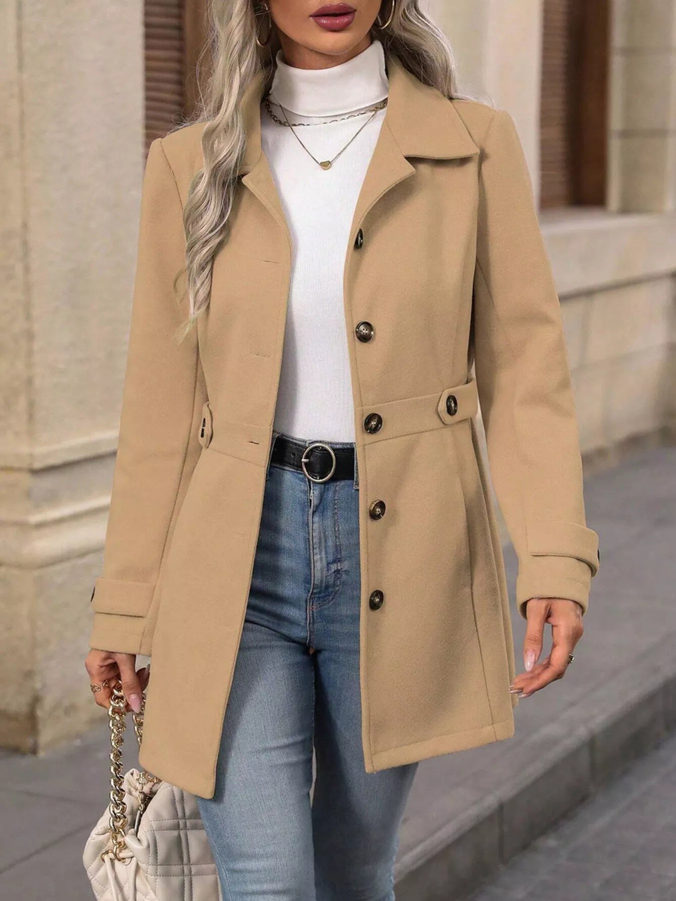 Button Up Long Sleeve Outerwear - Crowned Energy CO.