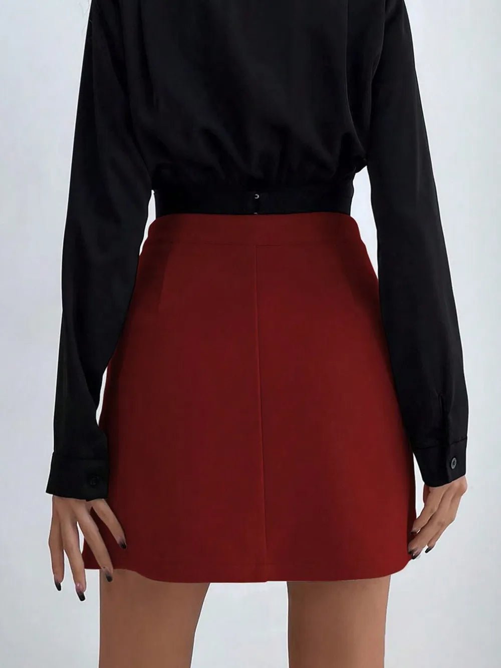Crowned Energy CO. Gray / S Trendsi Skirt Buttoned Mini Skirt