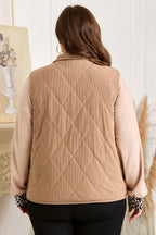 Camel Plus Size Quilted Cord Snap Button Vest Jacket - Crowned Energy CO.