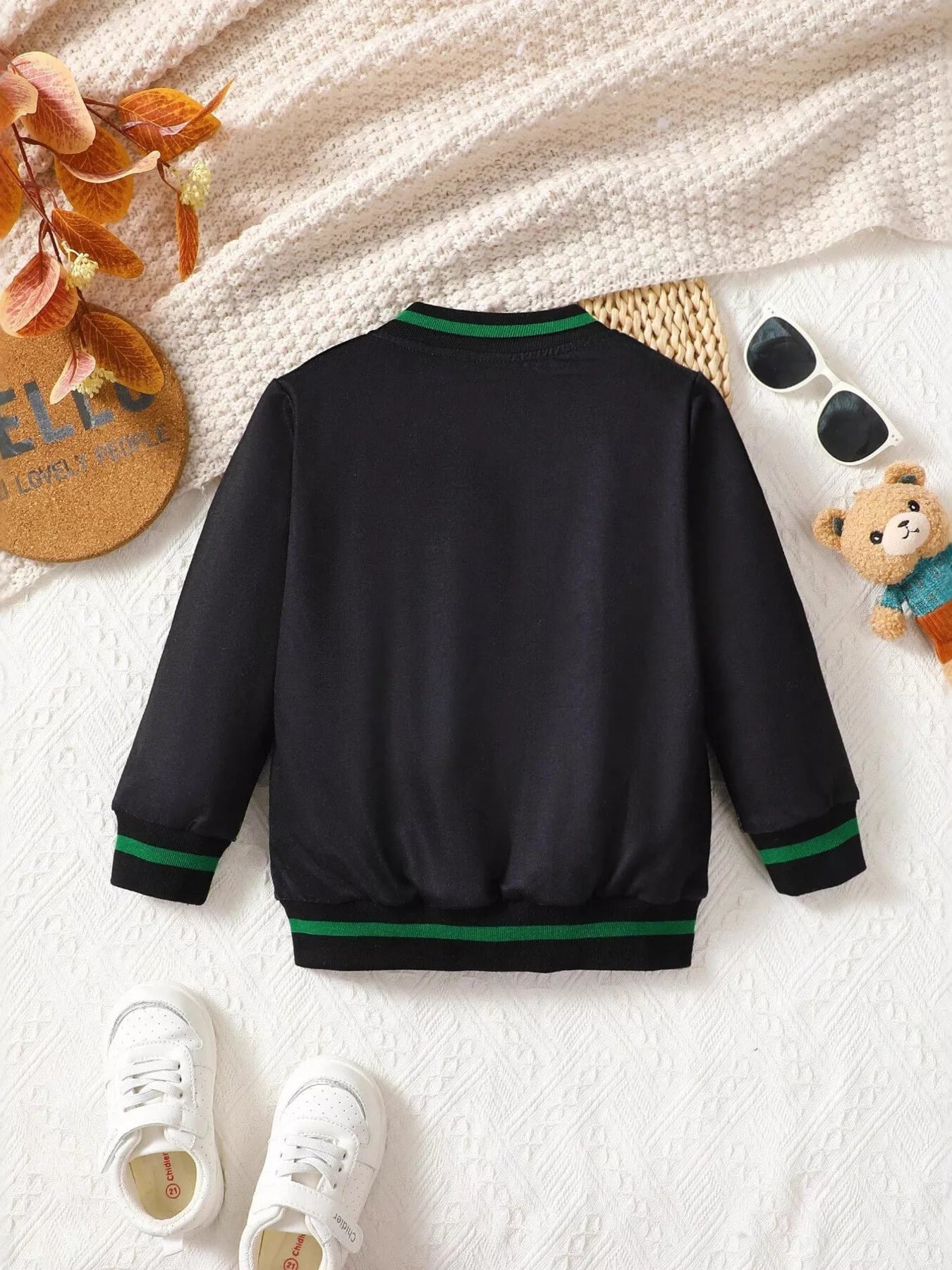 Children's Cartoon Bear Graphic Baseball Jacket - Crowned Energy CO.