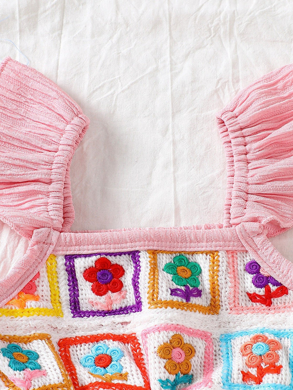 Children's Crochet Ruffle Trim Jumpsuit - Crowned Energy CO.