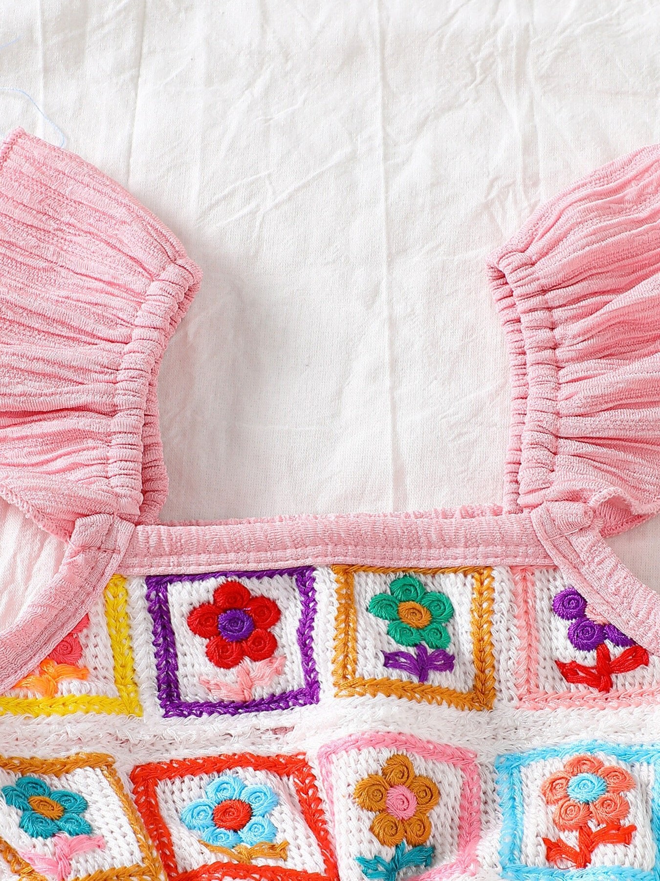 Children's Crochet Ruffle Trim Jumpsuit - Crowned Energy CO.