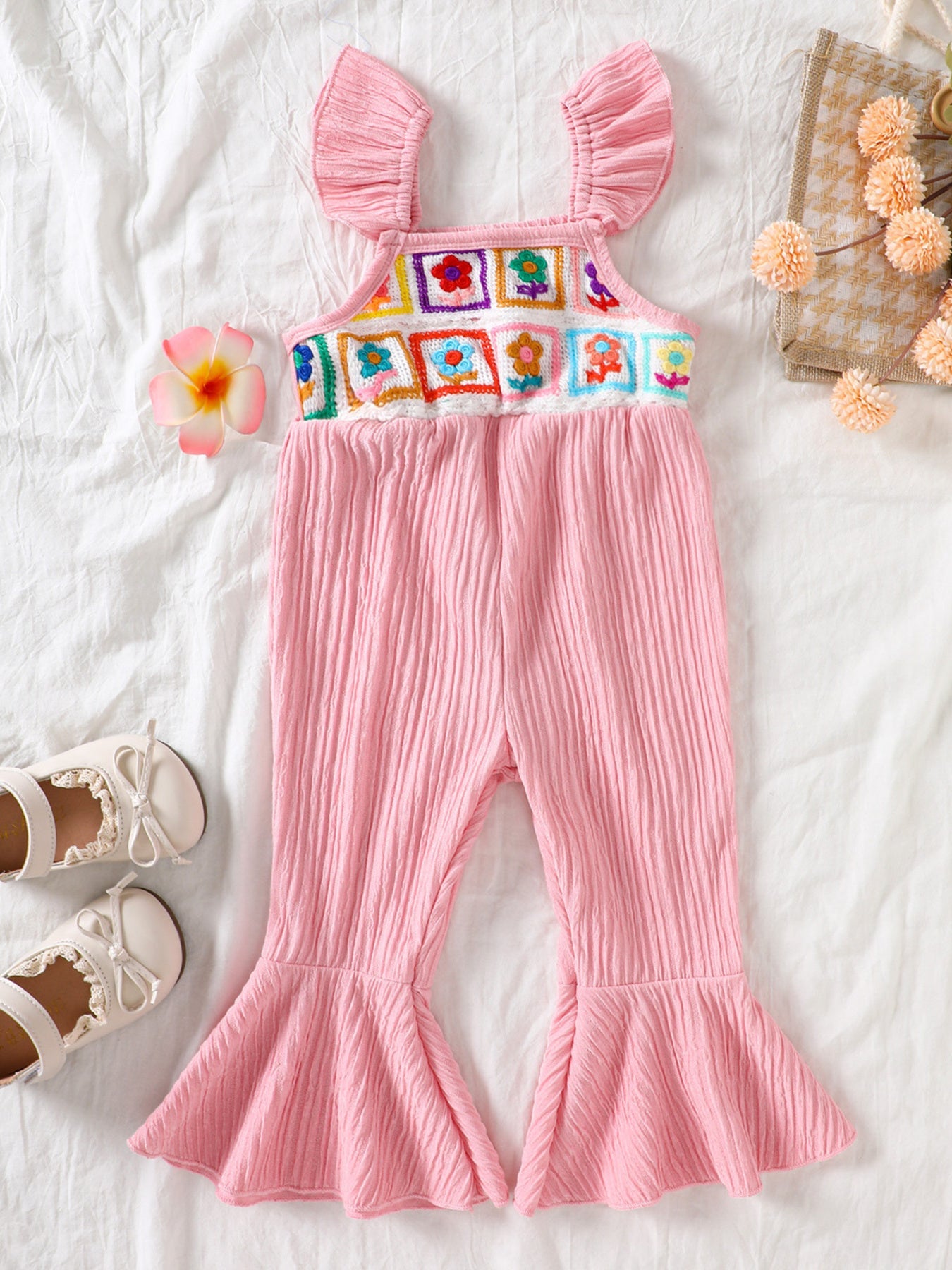 Children's Crochet Ruffle Trim Jumpsuit - Crowned Energy CO.