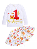 Children's First Thanksgiving Top and Skirt Outfit Set - Crowned Energy CO.