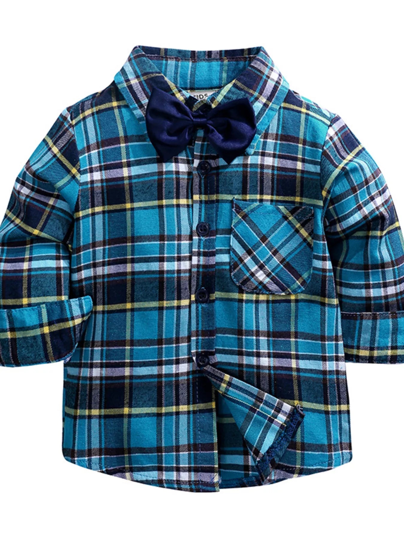 Children's Plaid Shirt & Distressed Jeans with Suspenders Set - Crowned Energy CO.