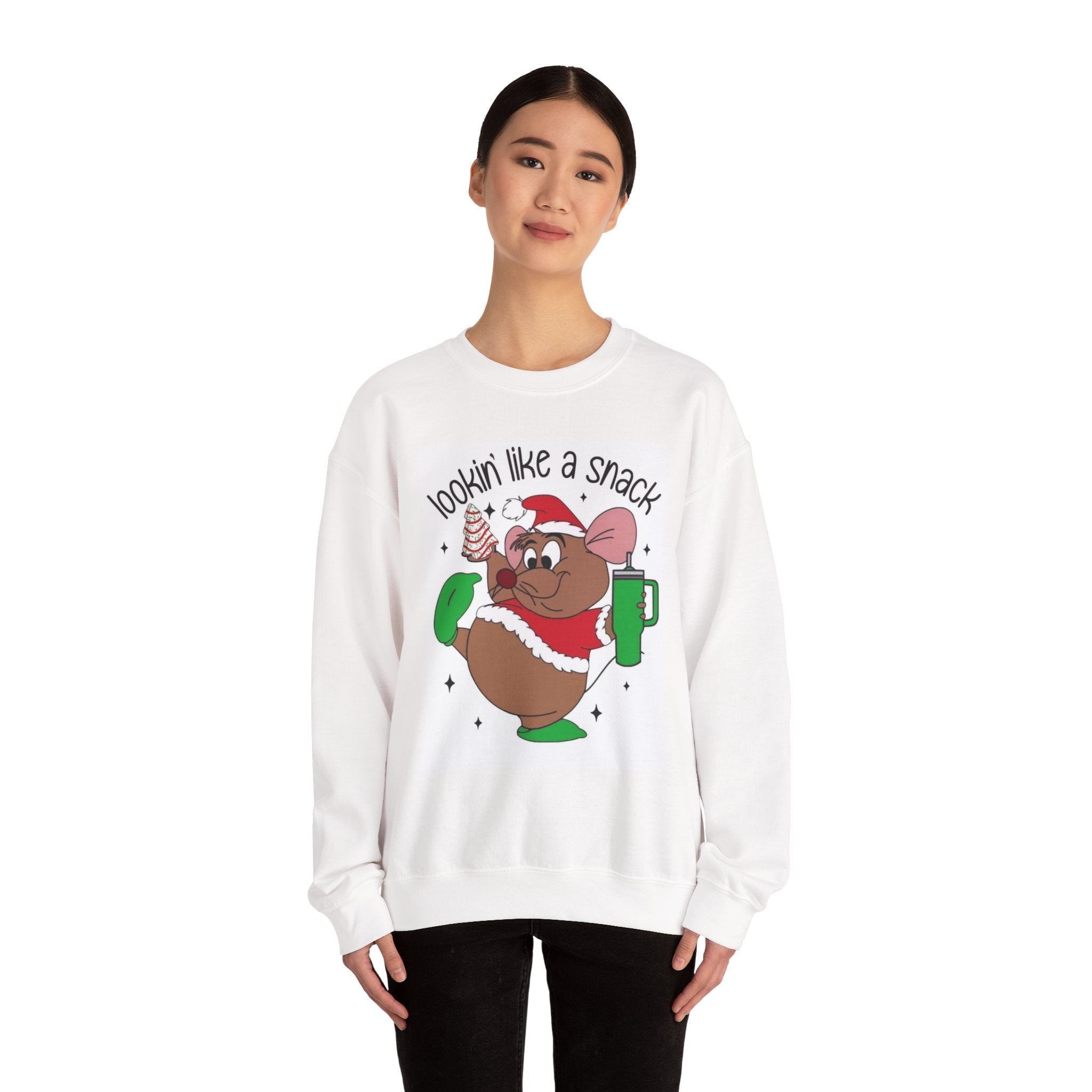 Christmas Cookie Mouse Sweatshirt — "Lookin' Like a Snack" Holiday Crewneck - Crowned Energy CO.