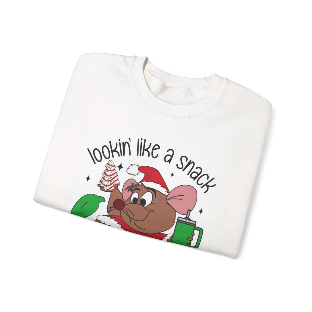 Christmas Cookie Mouse Sweatshirt — "Lookin' Like a Snack" Holiday Crewneck - Crowned Energy CO.