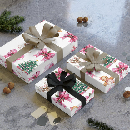 Christmas Floral Gift Wrap Roll — Poinsettia, Gingerbread & Tree Holiday Wrapping Paper - Crowned Energy CO.