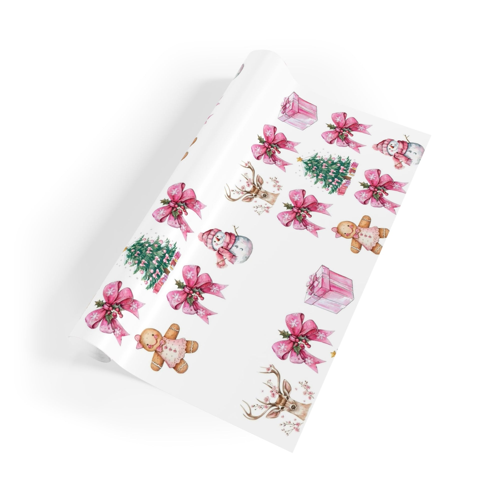 Christmas Floral Gift Wrap Roll — Poinsettia, Gingerbread & Tree Holiday Wrapping Paper - Crowned Energy CO.