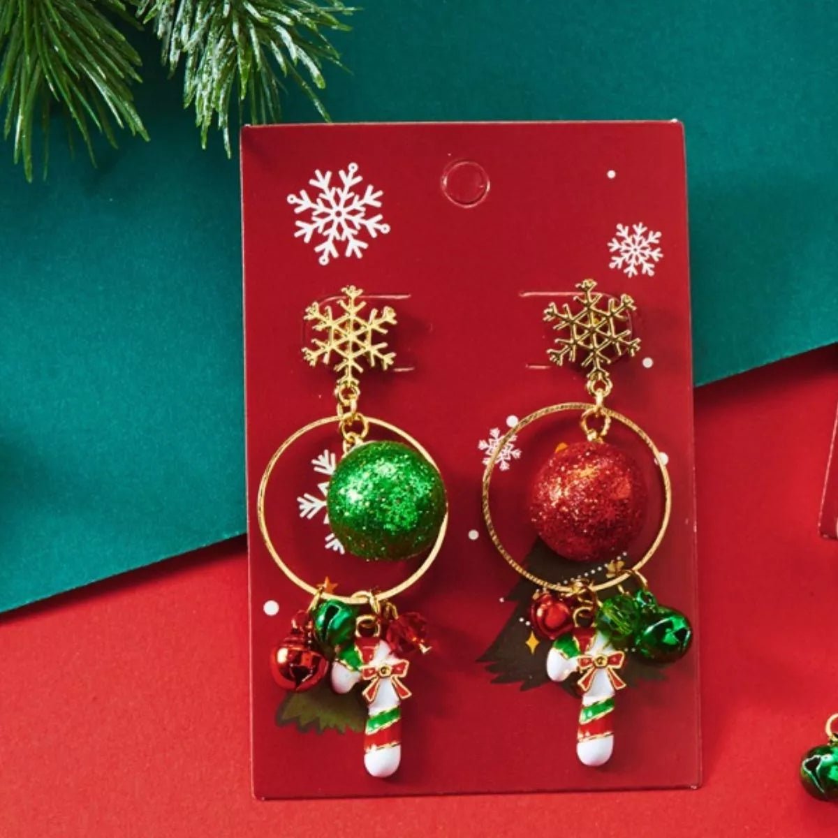 Crowned Energy CO. Deep Red / One Size Trendsi Earrings Christmas Snowflake Dangle Earrings with Colorful Beads