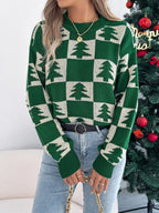Christmas Tree Checkerboard Pattern Sweater - Goddess Vibes