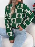 Christmas Tree Checkerboard Pattern Sweater - Goddess Vibes