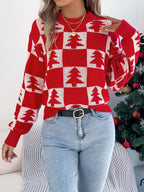Christmas Tree Checkerboard Pattern Sweater - Goddess Vibes