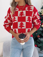 Christmas Tree Checkerboard Pattern Sweater - Goddess Vibes