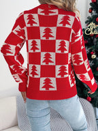 Christmas Tree Checkerboard Pattern Sweater - Goddess Vibes