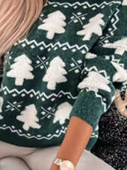 Christmas Tree Pattern Long Sleeve Sweater - Goddess Vibes