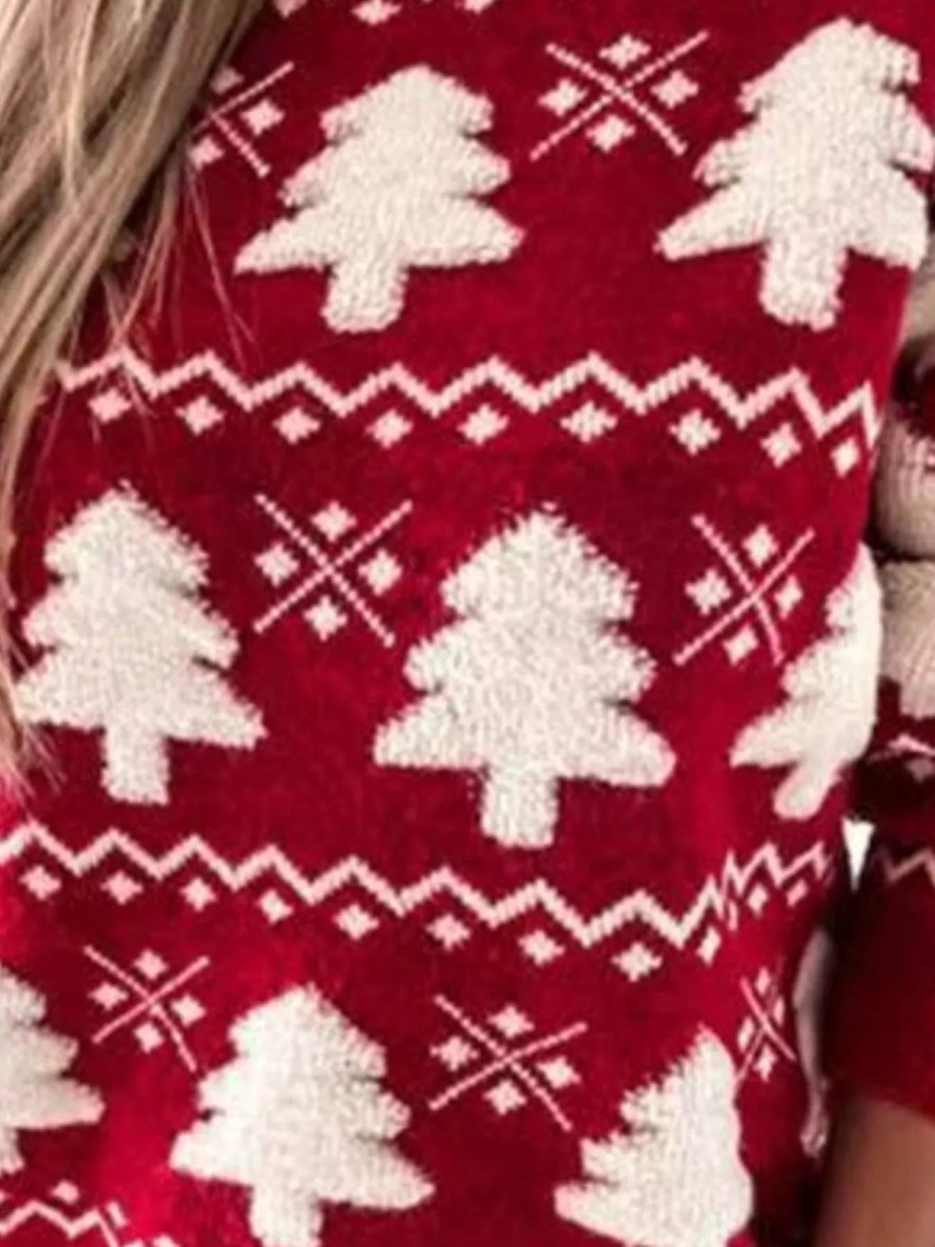 Christmas Tree Pattern Long Sleeve Sweater - Goddess Vibes