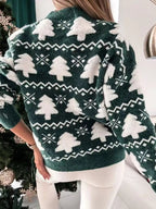 Christmas Tree Pattern Long Sleeve Sweater - Goddess Vibes