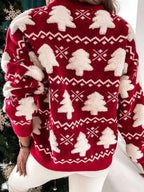 Christmas Tree Pattern Long Sleeve Sweater - Goddess Vibes