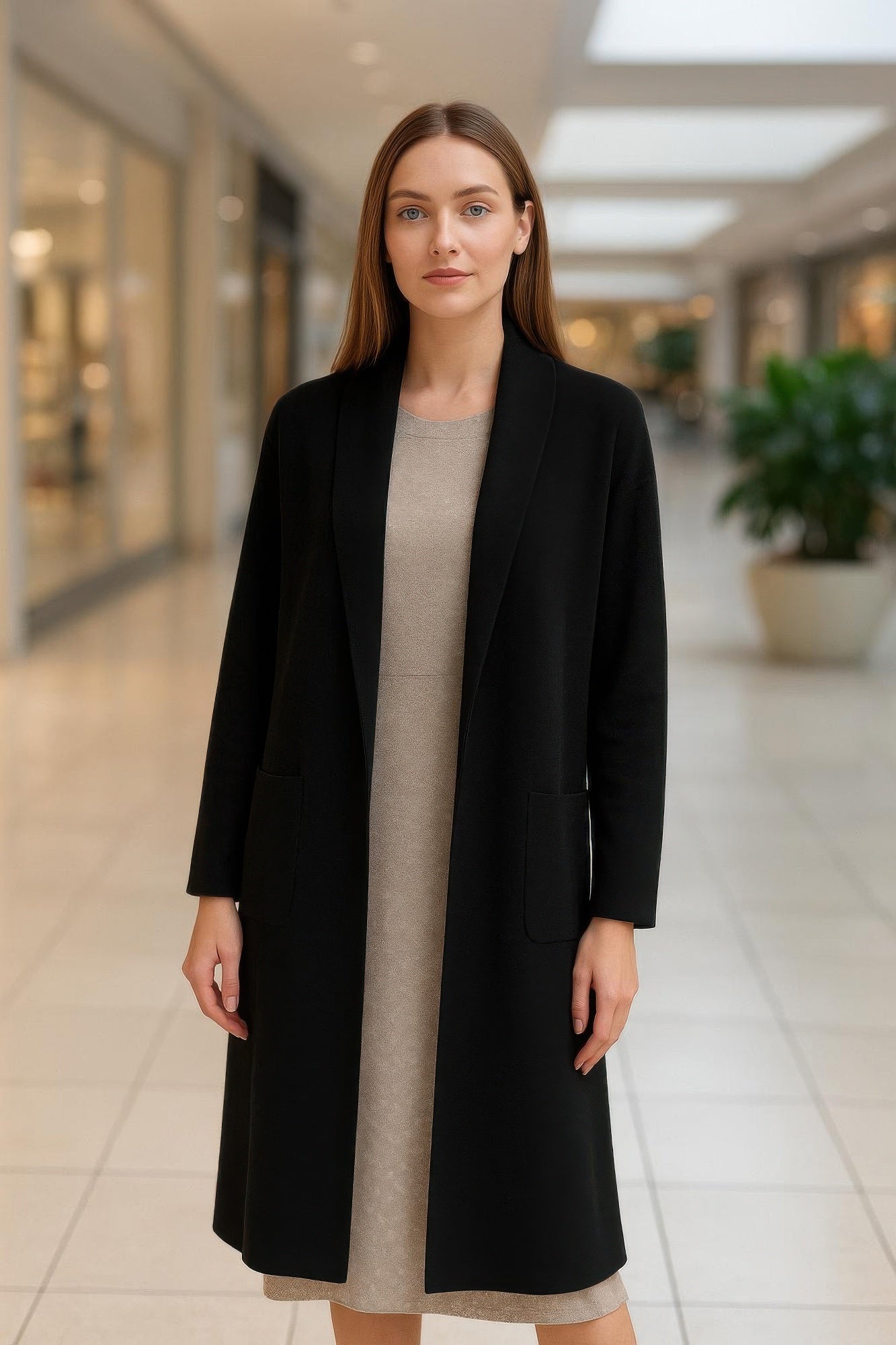 Collard Neck Drop Shoulder Pocket Cardigan - Crowned Energy CO.