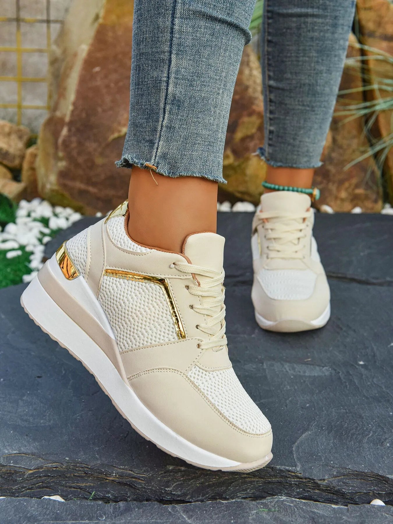 Crowned Energy CO. Beige / 36 Trendsi sneakers Comfort Breathable Mesh Sneakers