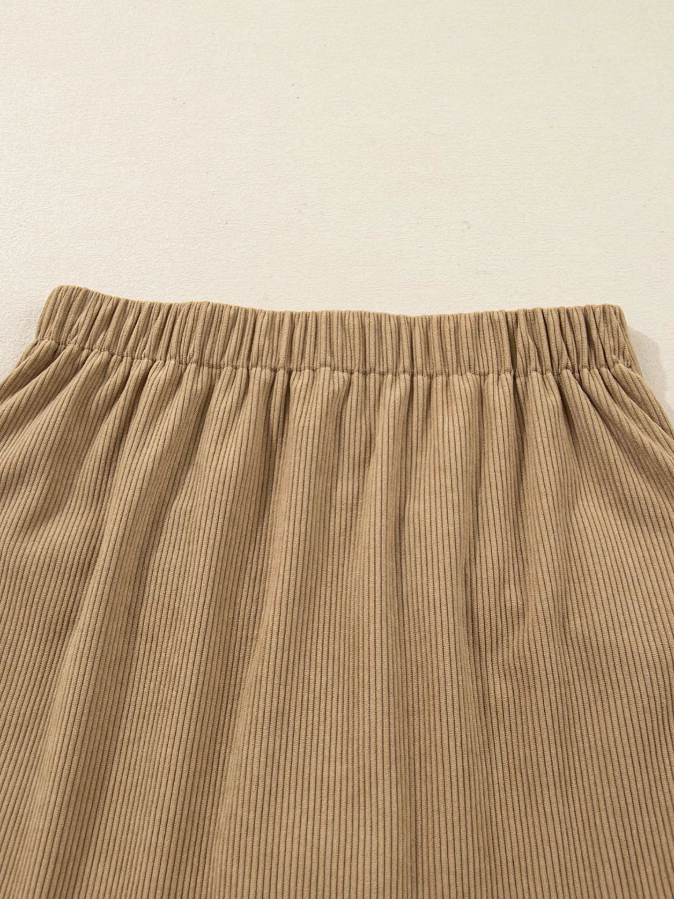 Crowned Energy CO. Camel / S Trendsi Skirt Corduroy Buttoned Front Mini Skirt