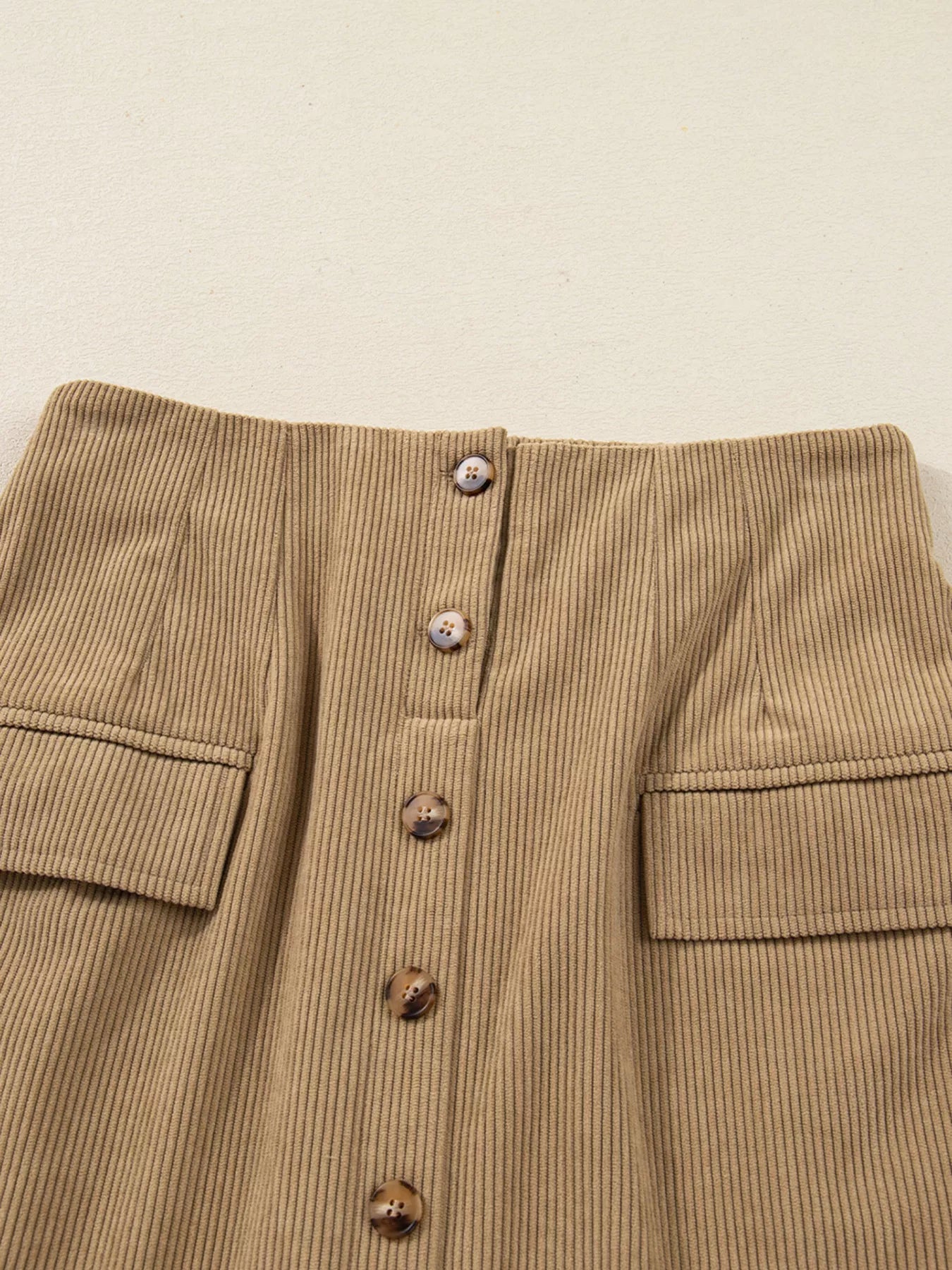 Corduroy Buttoned Front Mini Skirt - Goddess Vibes