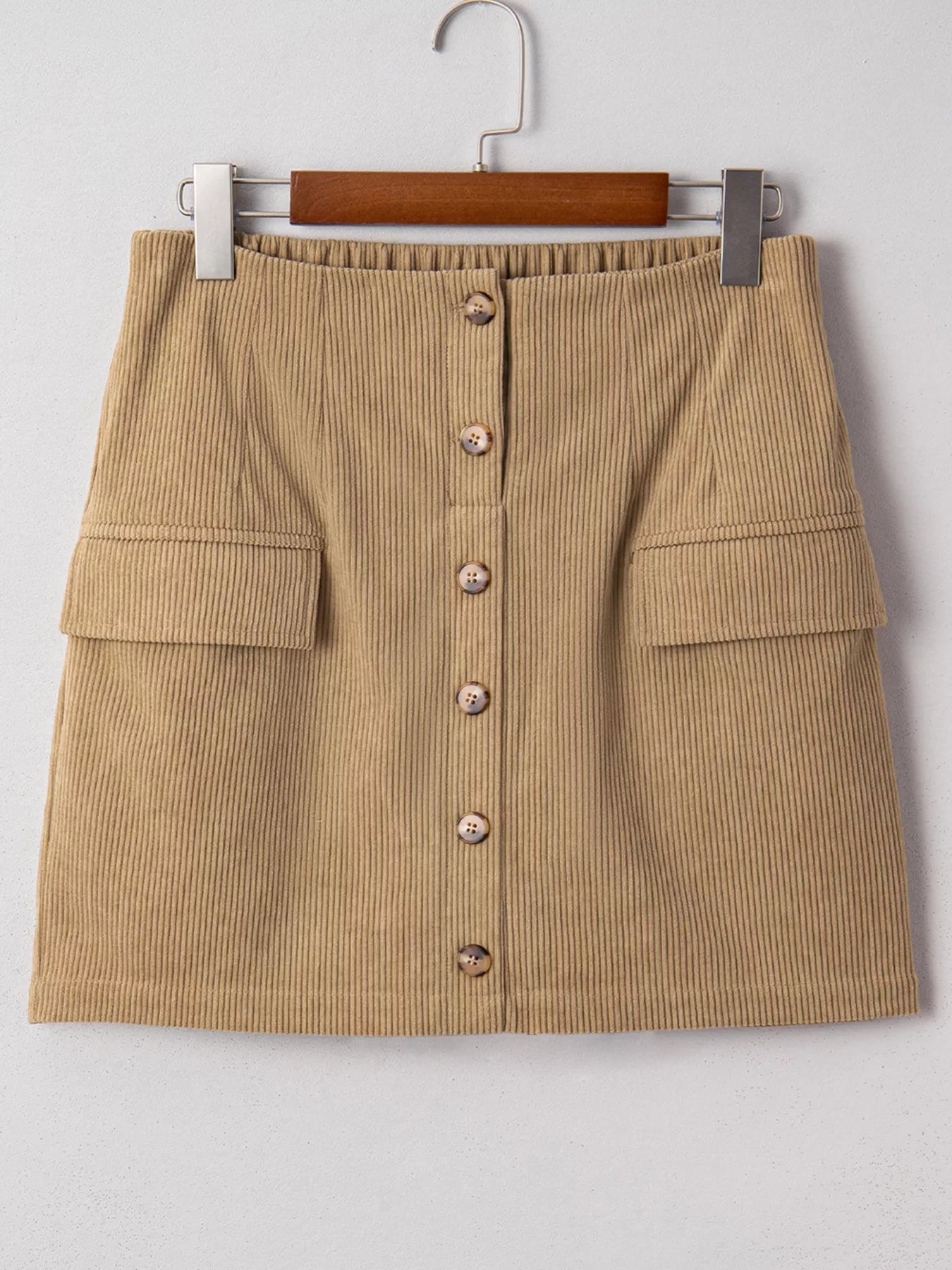 Corduroy Buttoned Front Mini Skirt - Goddess Vibes