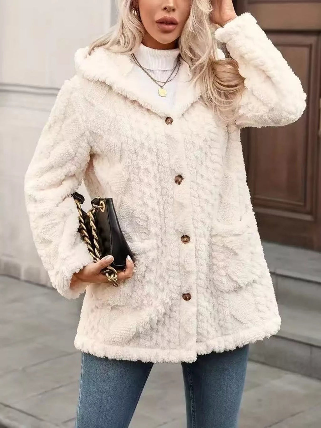 Cozy Button Up Hooded Fleece Outerwear - Crowned Energy CO.