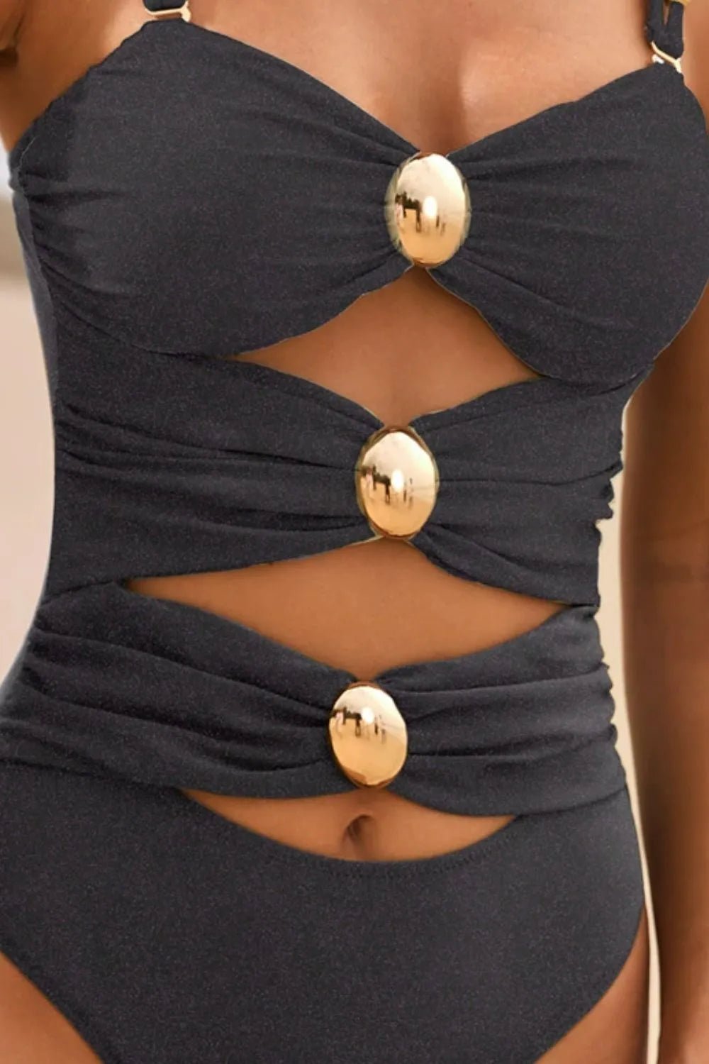 Cutout Ruched Sweetheart Neck One - Piece Swimwear - Crowned Energy CO.