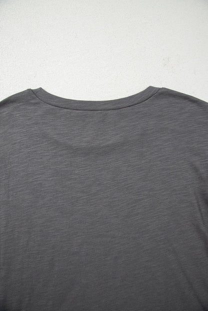 Dark Grey Double Ruffled Short Sleeve Plus Size Top - Goddess Vibes