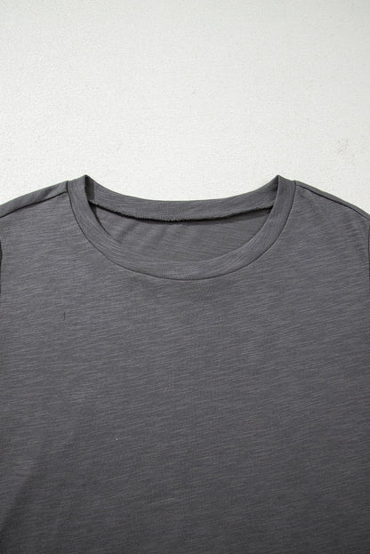 Dark Grey Double Ruffled Short Sleeve Plus Size Top - Goddess Vibes