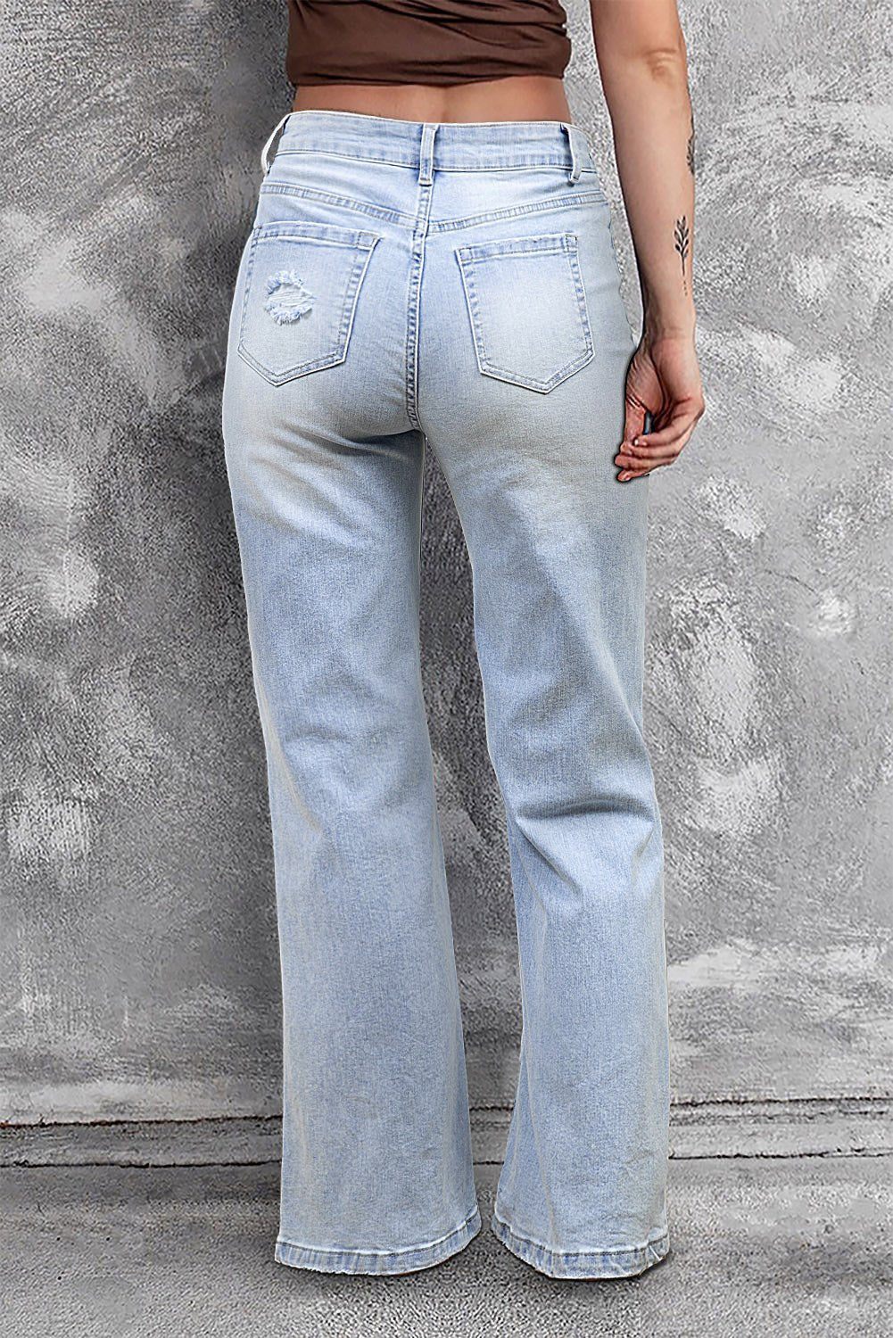 DEAR - LOVER Beau Blue Vintage Light Wash Distressed Flare Jeans - Crowned Energy CO.