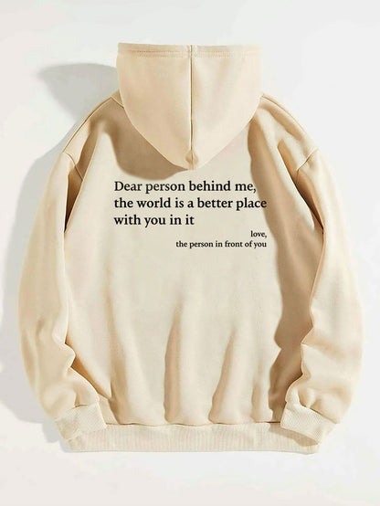Dear Person Behind Me Hoodie – Cozy Unisex Plush Letter Print Sweatshirt - Goddess Vibes