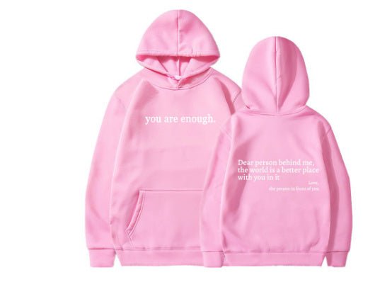 Crowned Energy CO. Pink and white text / 4XL Goddess Vibes Hoodie Dear Person Behind Me Hoodie – Cozy Unisex Plush Letter Print Sweatshirt