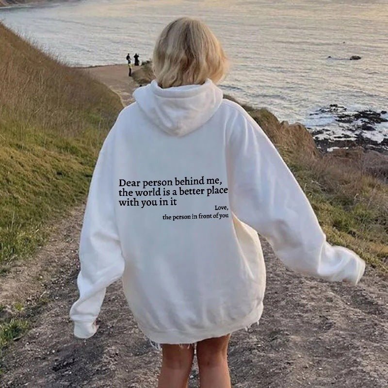 Crowned Energy CO. Apricot / 2XL Goddess Vibes Hoodie Dear Person Behind Me Hoodie – Cozy Unisex Plush Letter Print Sweatshirt