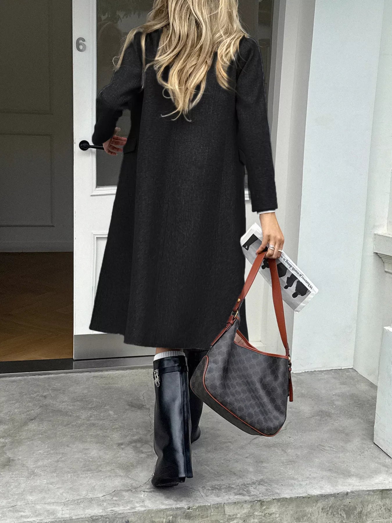 Double - Breasted Wool Blend Overcoat - Crowned Energy CO.