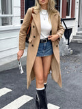 Double - Breasted Wool Blend Overcoat - Crowned Energy CO.