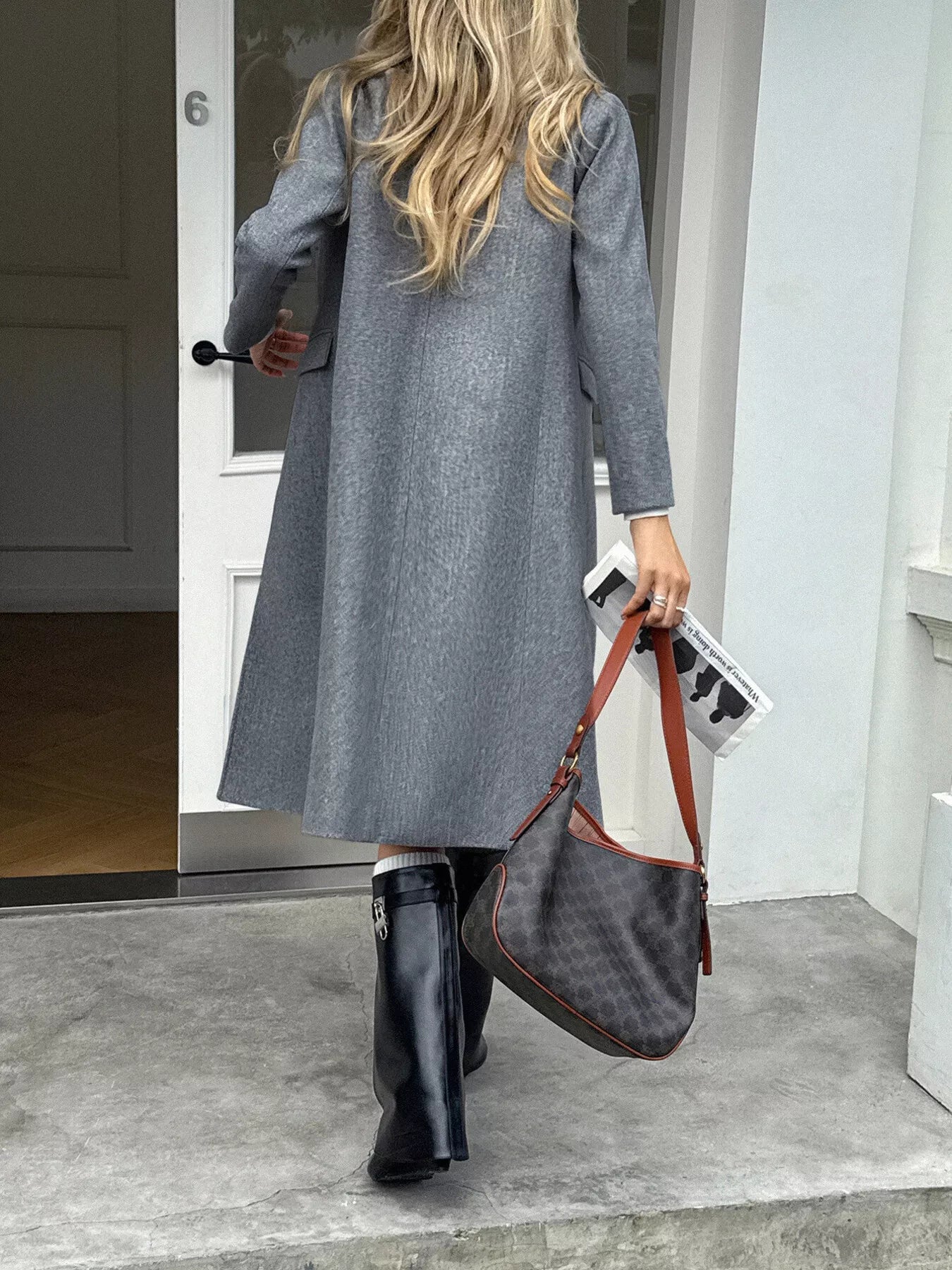 Double - Breasted Wool Blend Overcoat - Crowned Energy CO.