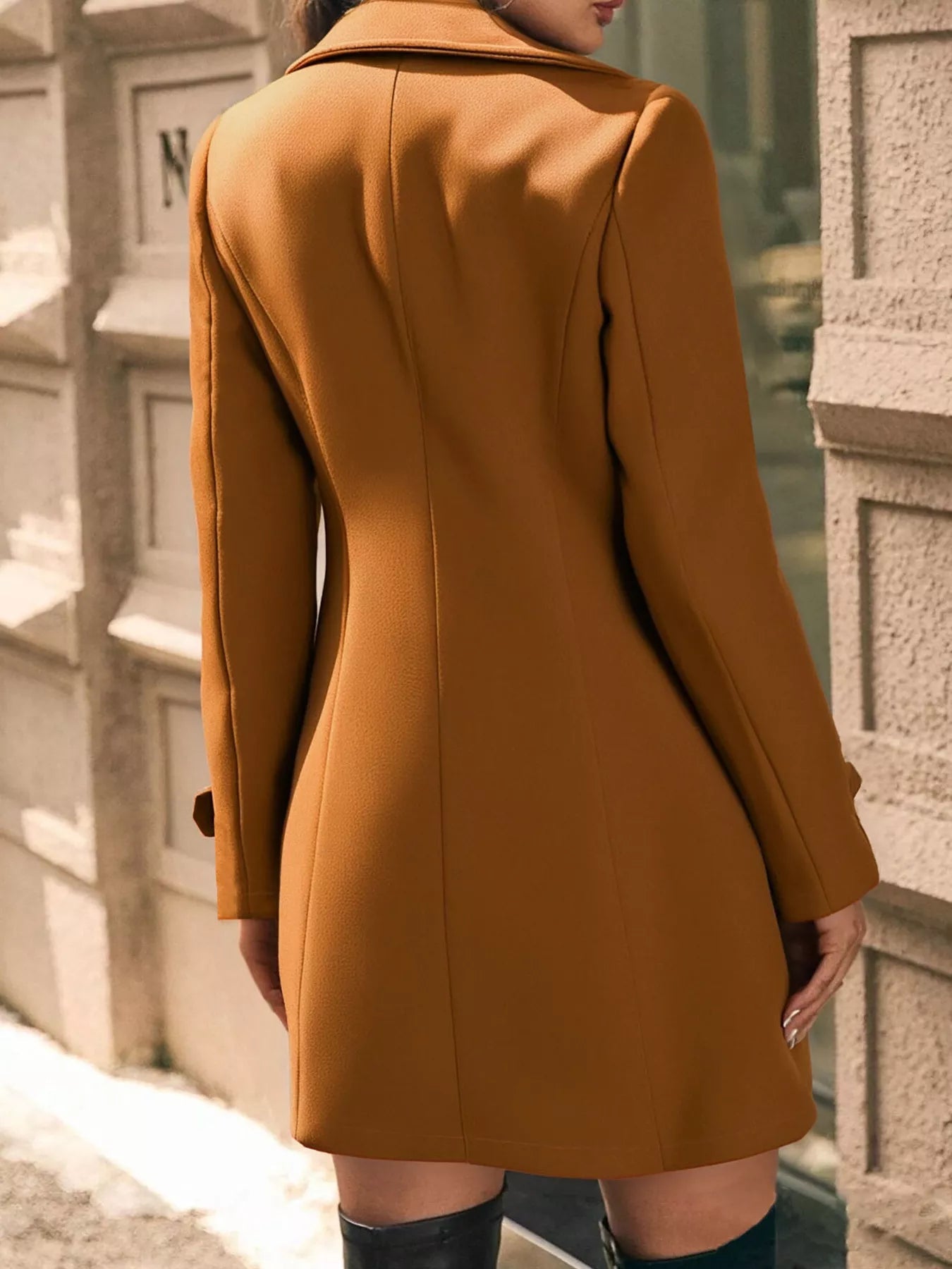 Double - Breasted Wool Blend Overcoat - Crowned Energy CO.